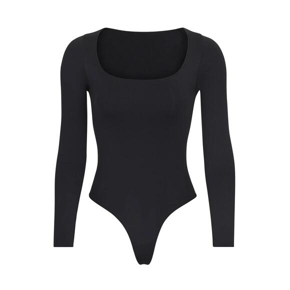 SKIMS Tops - SKIMS ESSENTIAL LONG SLEEVE SCOOP NECK BODYSUIT in Black